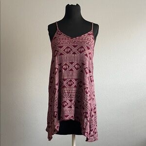 Forever 21 Magenta Boho Tassel Patterned Top
